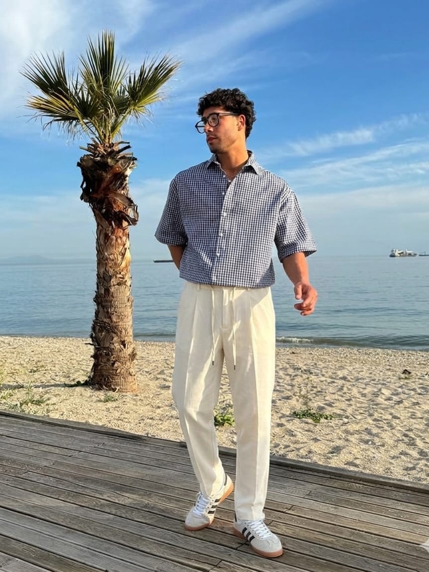 relaxed fit classic pants beige   بنطلون كلاسيك تلبيس مريح بيج