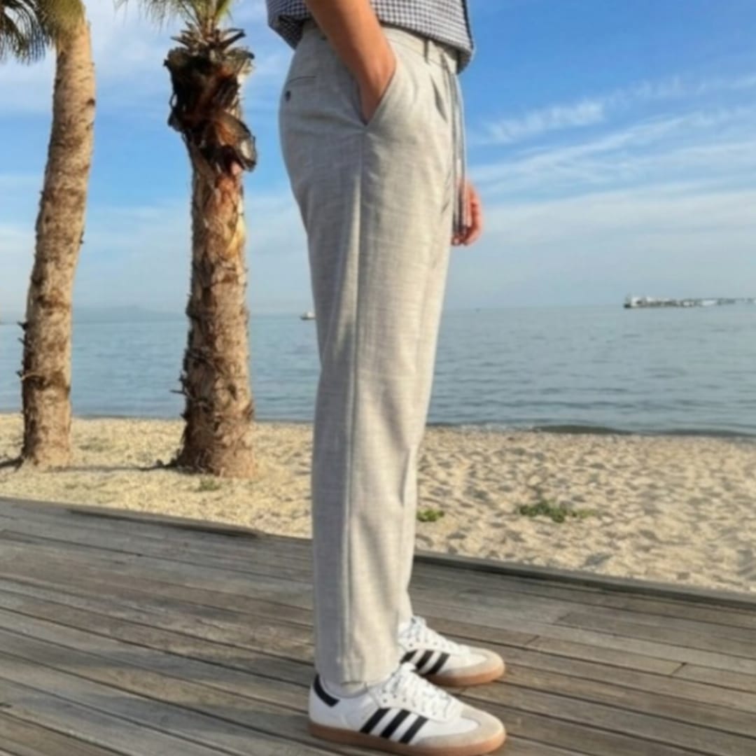 relaxed fit classic pants shani  بنطلون كلاسيك تلبيس مريح رصاصي فاتح