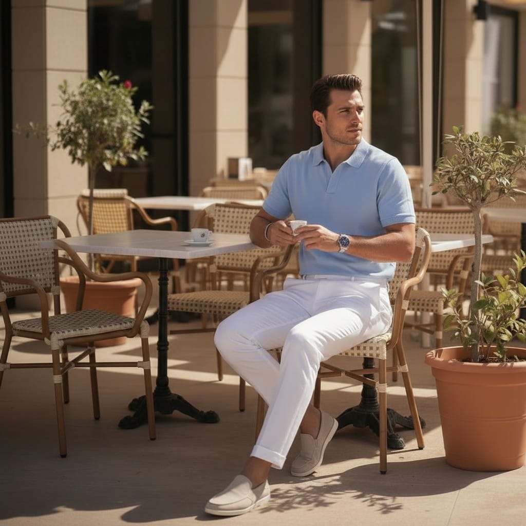 Standard Fit Short Sleeve Polo T-Shirt  (Baby Blue)