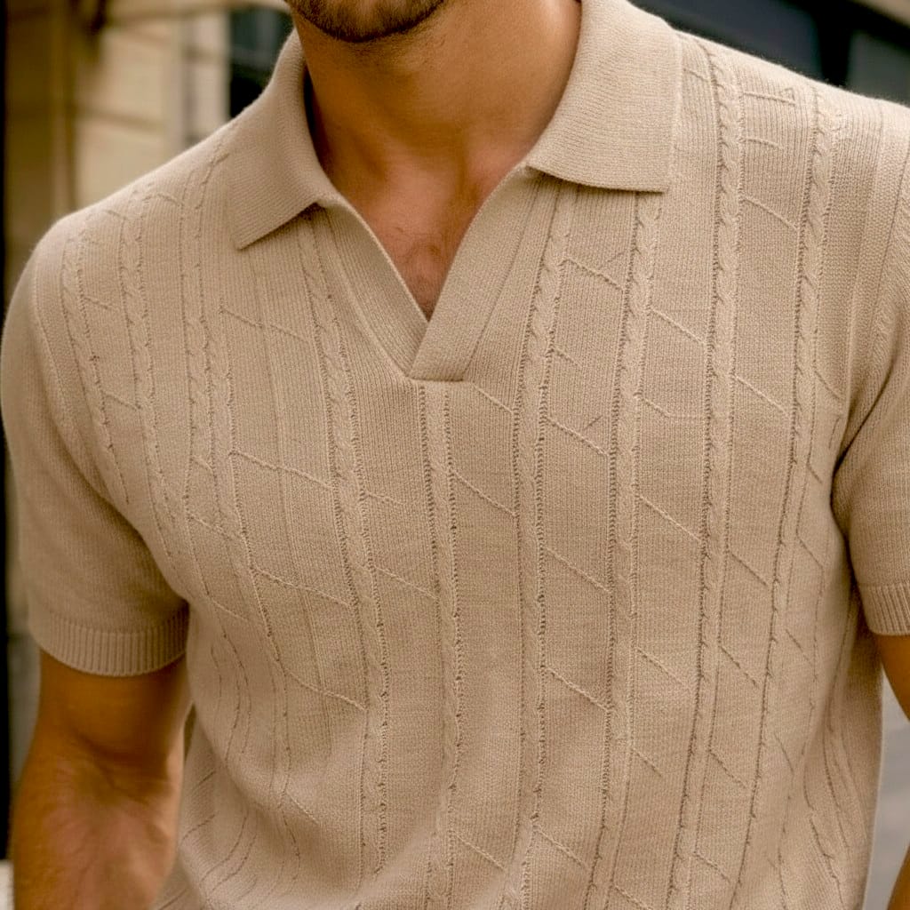 Standard Fit Short Sleeve Polo T-Shirt  (beige)