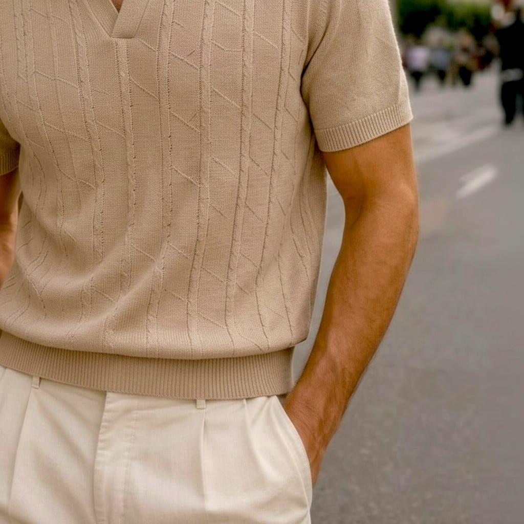 Standard Fit Short Sleeve Polo T-Shirt  (beige)