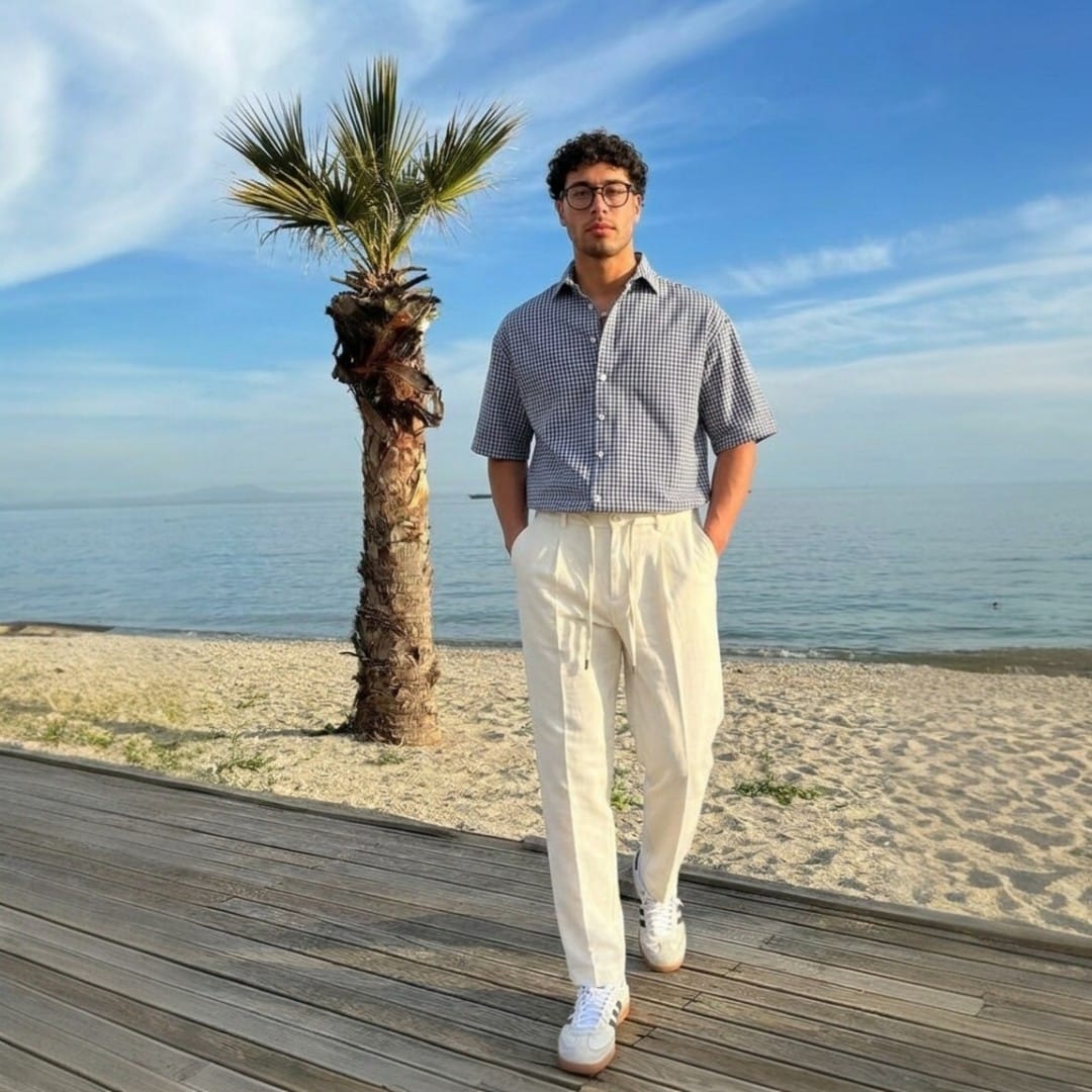 relaxed fit classic pants beige   بنطلون كلاسيك تلبيس مريح بيج