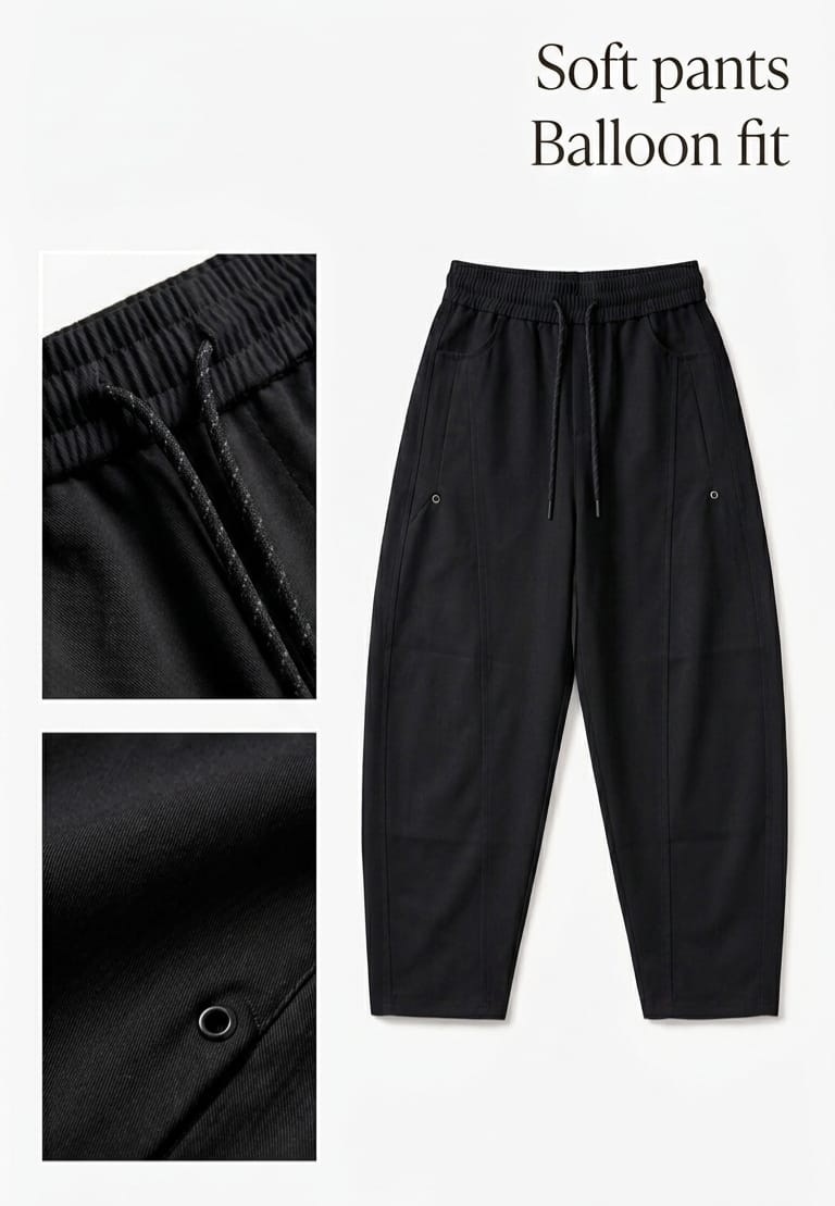 soft pants - Balloon Fit (black)