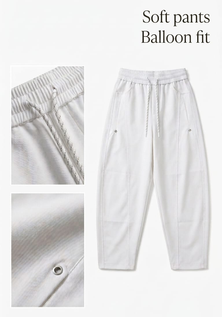 soft pants - Balloon Fit (white)