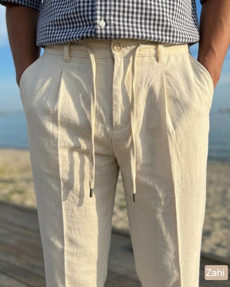 relaxed fit classic pants beige   بنطلون كلاسيك تلبيس مريح بيج