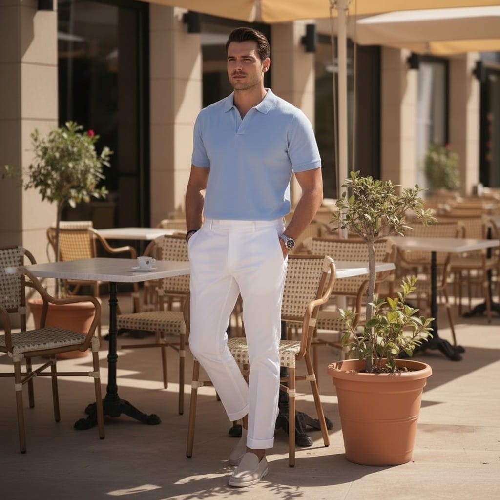 Standard Fit Short Sleeve Polo T-Shirt  (Baby Blue)