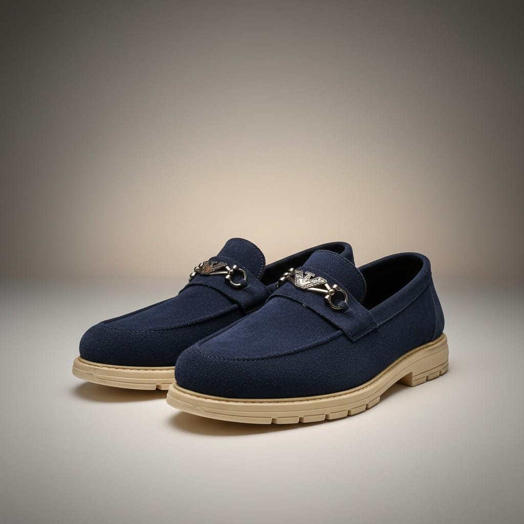 Men's suede loafer shoes navy