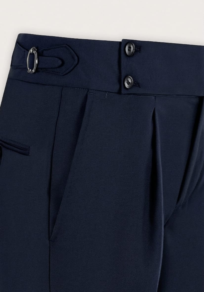 Men's High Waist Business Casual Men's Trousers turkish Style (navy)