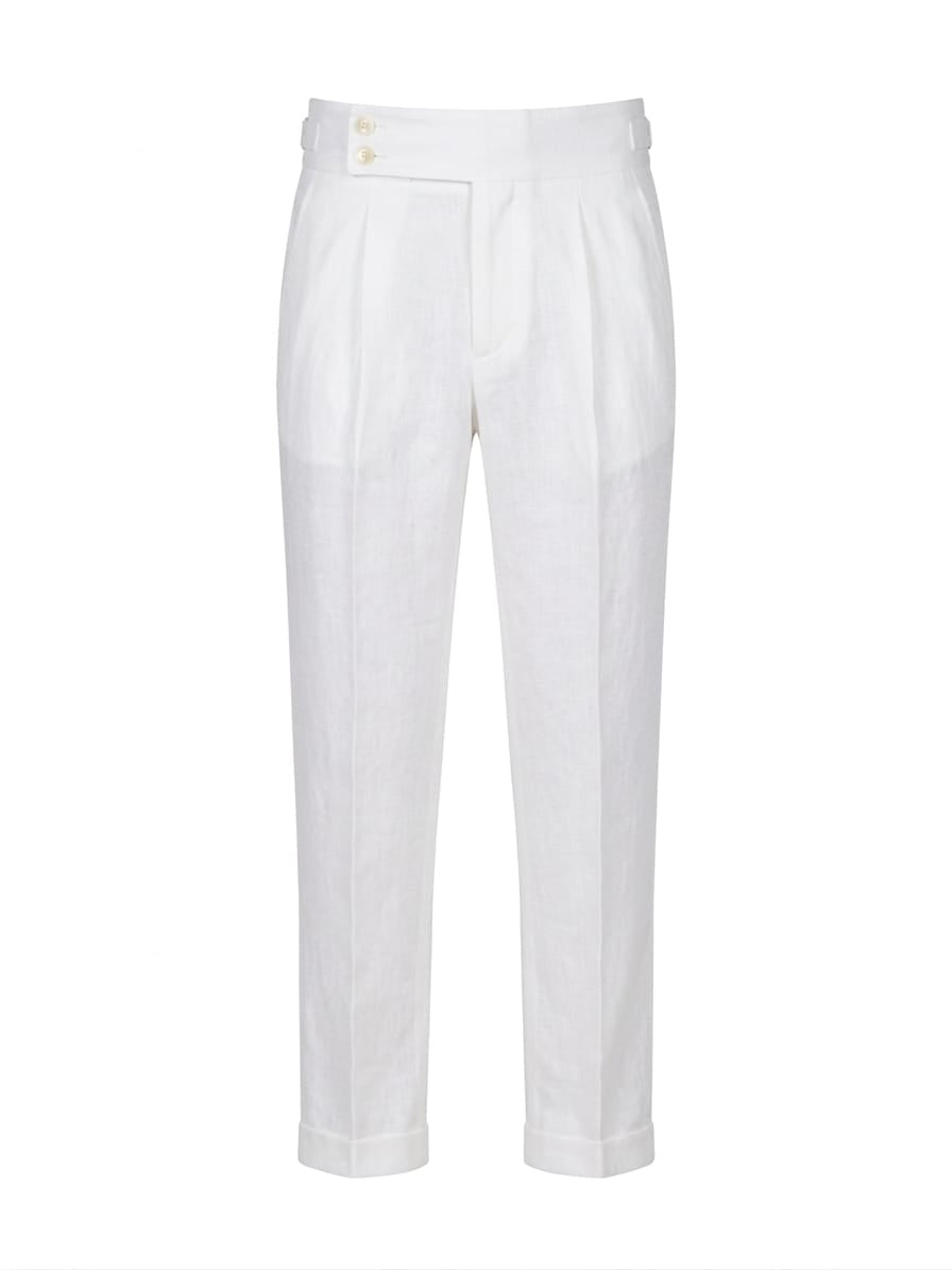 Men's High Waist Business Casual Men's Trousers turkish Style (white)