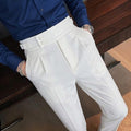 Men's High Waist Business Casual Men's Trousers turkish Style (white)
