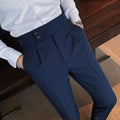 Men's High Waist Business Casual Men's Trousers turkish Style (navy)
