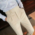 Men's High Waist Business Casual Men's Trousers turkish Style (beige)