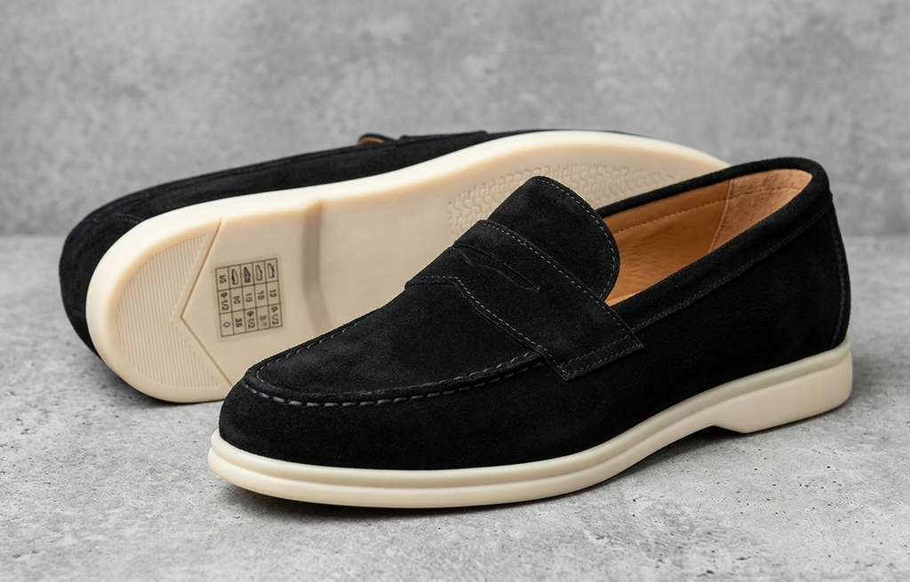 Men's suede loafer shoes black
