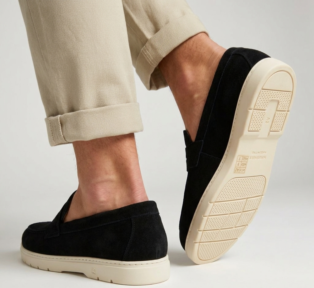 Men's suede loafer shoes black